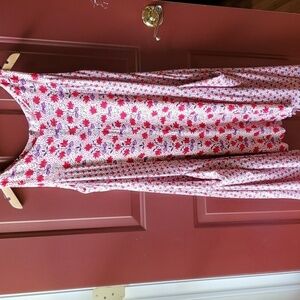 Philosophy Boho floral dress w pockets. Rayon Creme red & purple Hi low size 10